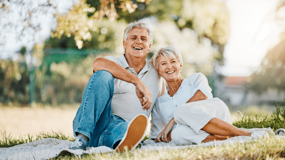 retiring couple looking happy